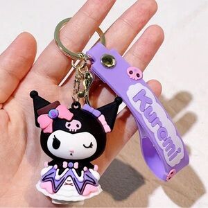 Cute Kuromi Keychain with Purple Strap